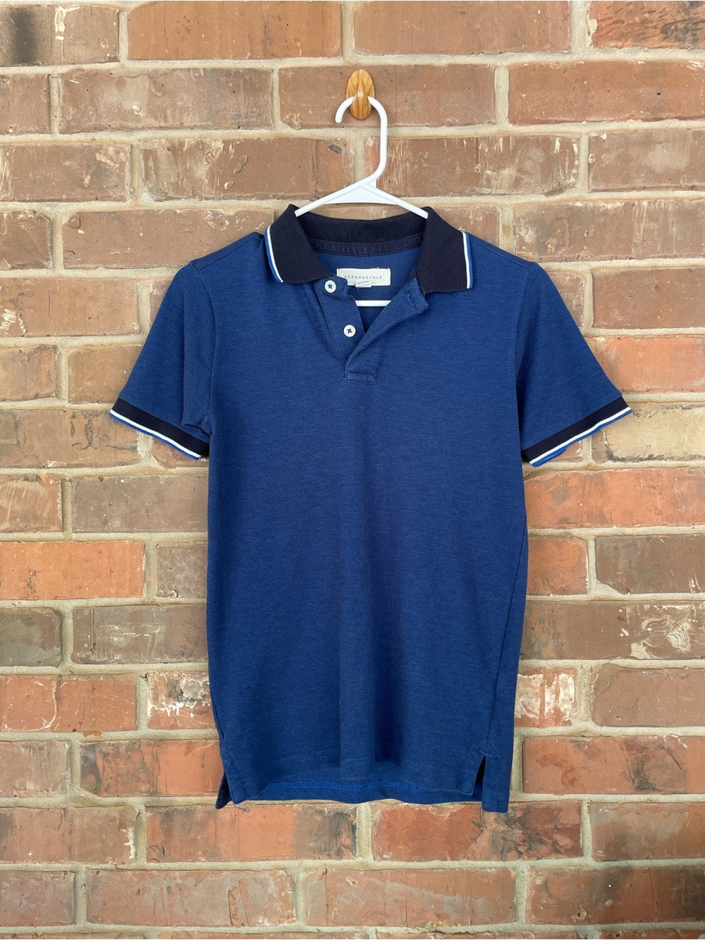 Aeropostale Blue Polo with Black Contrast Collar XS #179